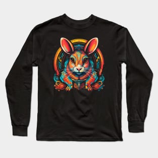 Elevate Your Style and Attract Fortune - Vibrant Zodiac Rat Design Long Sleeve T-Shirt